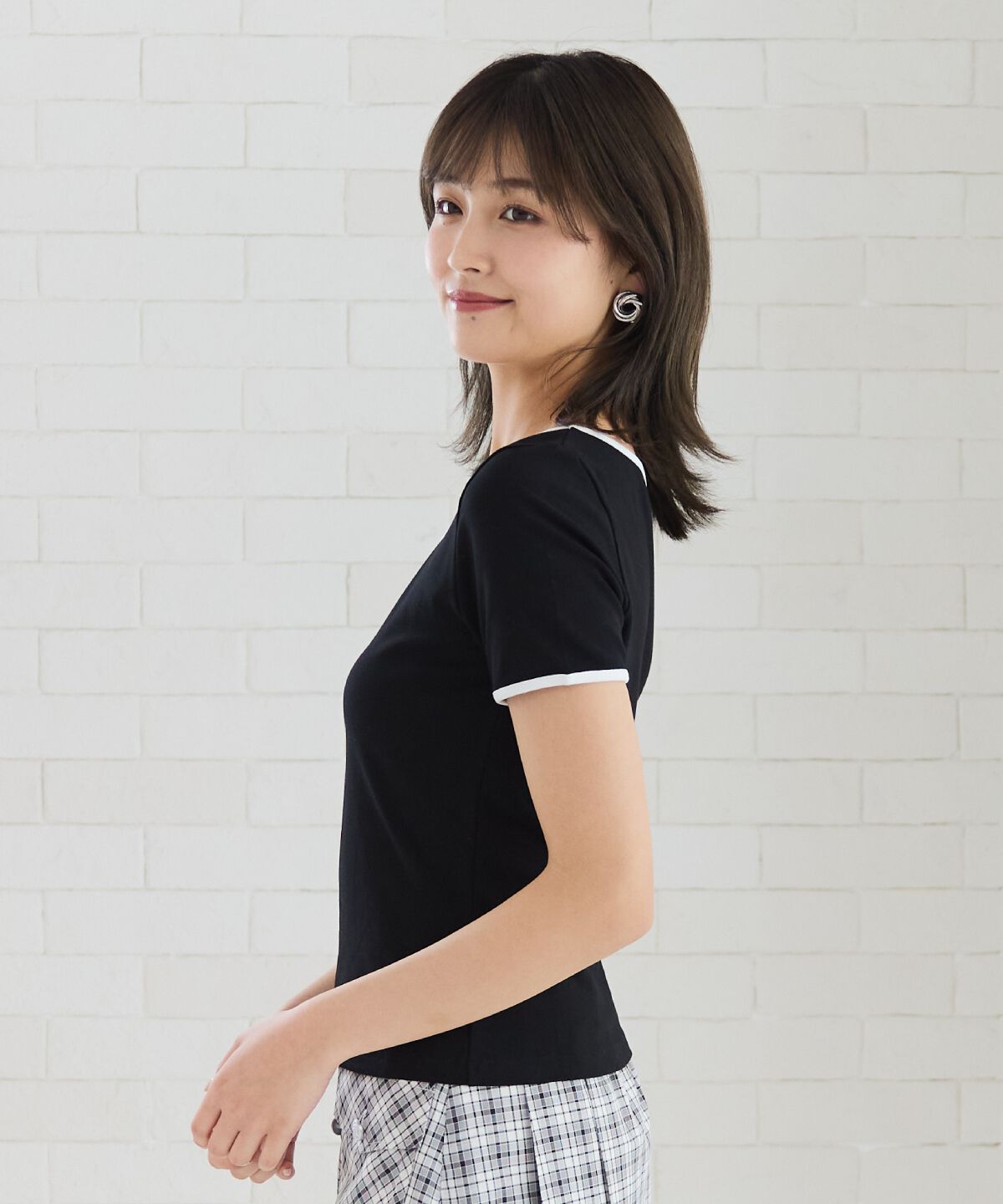 REDYAZEL「リボンエンブロイダリーパイピングＴシャツ」|Tシャツ・カットソー|