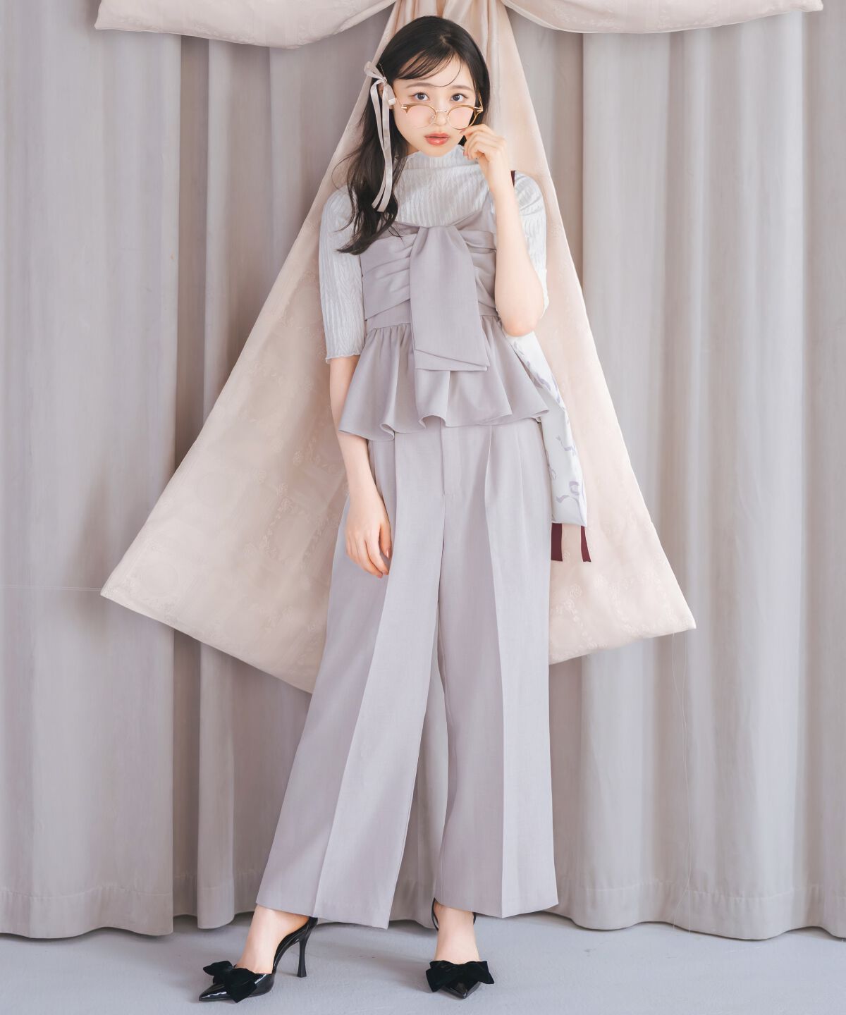 WILLSELECTION「ベルト付きタックワイドパンツ」|その他|ピンク