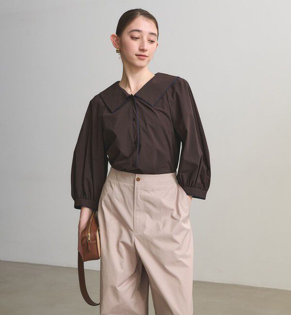 UNITED ARROWS「ビック カラー ブラウス ‐はっ水 ウォッシャブル‐」|シャツ・ブラウス|DK.BROWN