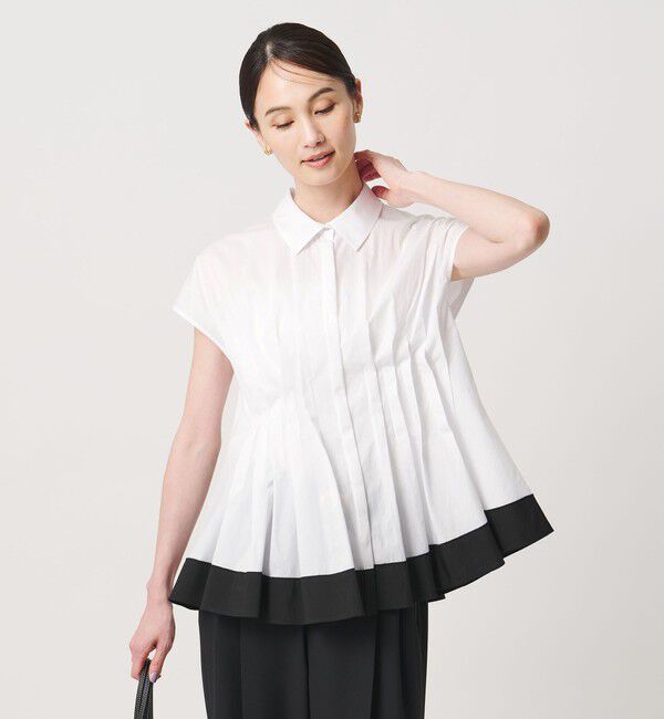 UNITED ARROWS「タック フレンチスリーブ シャツ」|シャツ・ブラウス|WHITE