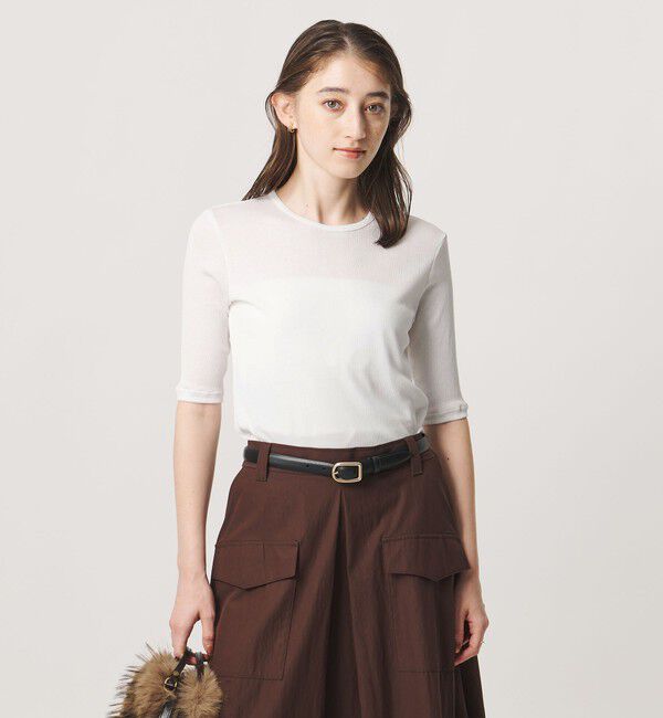 UNITED ARROWS「コットン テレコ 5分袖 カットソー」|Tシャツ・カットソー|WHITE