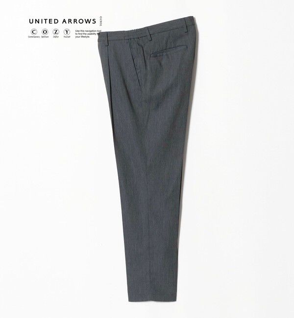 UNITED ARROWS「テックデニム 1プリーツ パンツ UA COZY ウォッシャブル ヨコストレッチ」|スラックス|NAVY