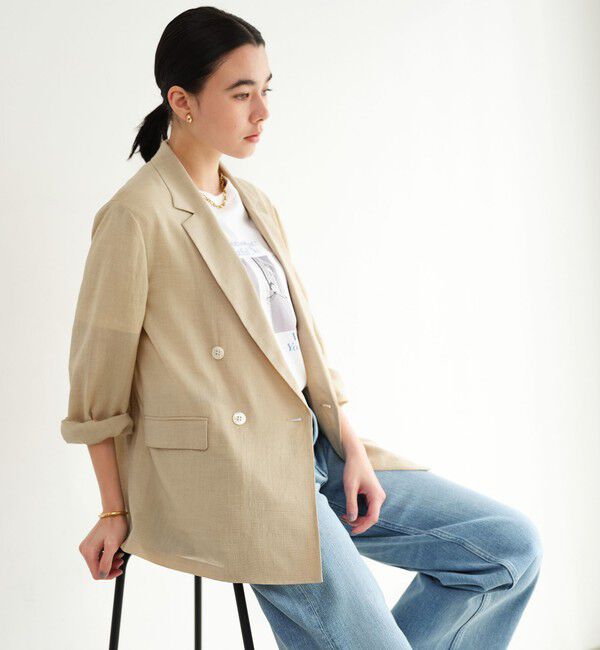 UNITED ARROWS green label relaxing「【結論シリーズ】シアーエアジャケット  マシンウォッシャブル 接触冷感 通気性」|テーラードジャケット|BEIGE