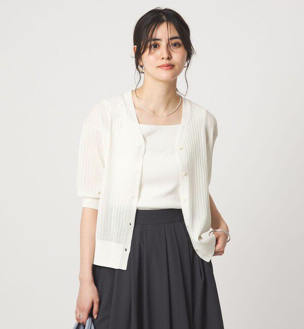 UNITED ARROWS green label relaxing「ブライトシアー Vネック ニット カーディガン」|カーディガン|OFF WHITE