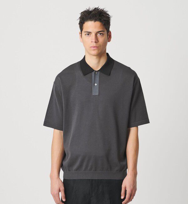 BEAUTY&YOUTH UNITED ARROWS「クレイジーパターン ギマ ショートスリーブ ポロニット ウォッシャブル」|ニット・セーター|