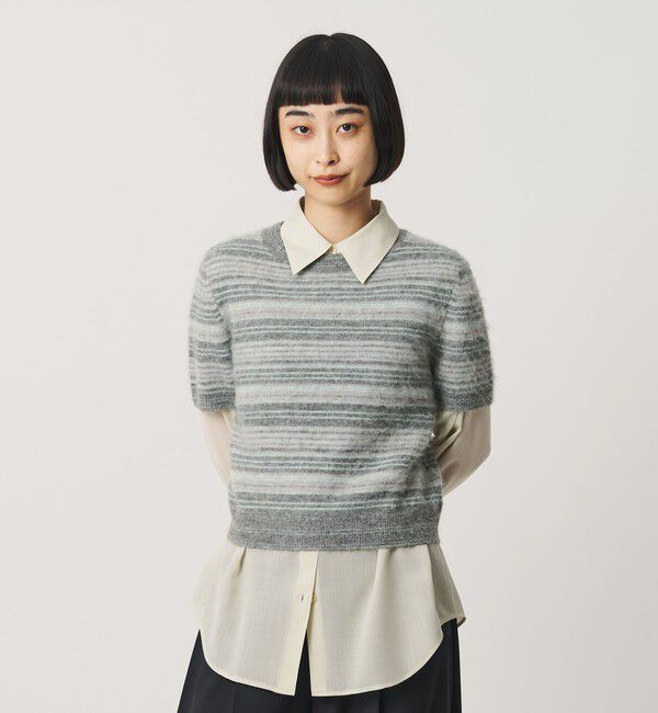 BEAUTY&YOUTH UNITED ARROWS「アルパカブレンド フェザーヤーン ボーダー ニットプルオーバー」|ニット・セーター|