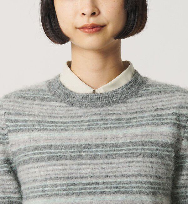 BEAUTY&YOUTH UNITED ARROWS「アルパカブレンド フェザーヤーン ボーダー ニットプルオーバー」|ニット・セーター|