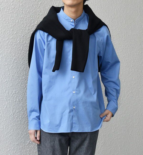 SHIPS any「SHIPS any:〈洗濯機可能〉ストライプ / ソリッド リラックス バンドカラー シャツ 26AW◆」|シャツ・ブラウス|ロイヤルブルー