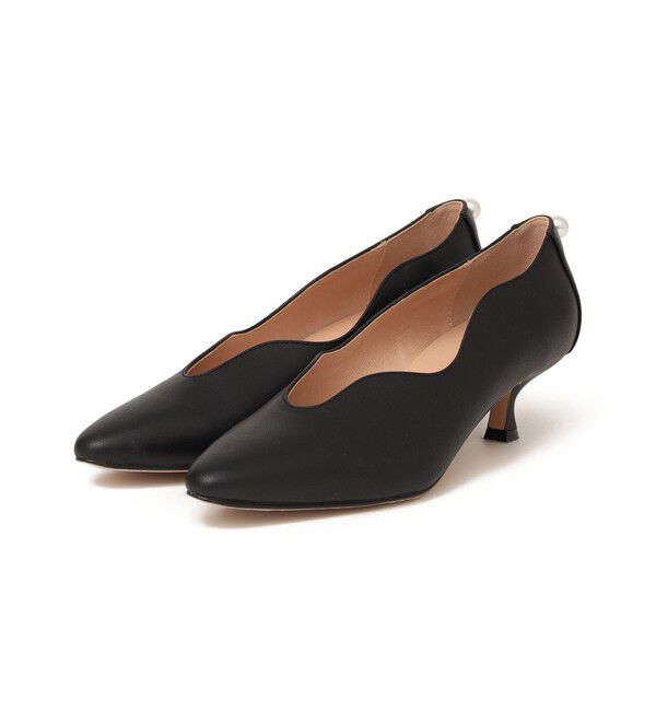 SHIPS for women「little black: パールモチーフ ウェーブ カット パンプス」|パンプス|