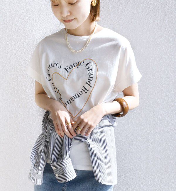 SHIPS for women「【WEB限定】〈手洗い可能〉バリエーション ロゴ 刺繍 プリントTEE」|Tシャツ・カットソー|