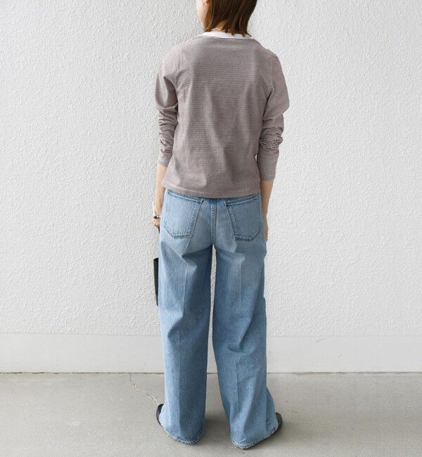 SHIPS for women「【WEB限定】〈洗濯機可能〉刺繍 デザイン ボーダー リンガー TEE」|Tシャツ・カットソー|