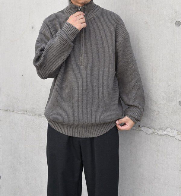 SHIPS any「SHIPS any:〈手洗い可能〉ハーフジップ 畦編み ドライバーズ ニット 25AW◇」|ニット・セーター|ダークグレー