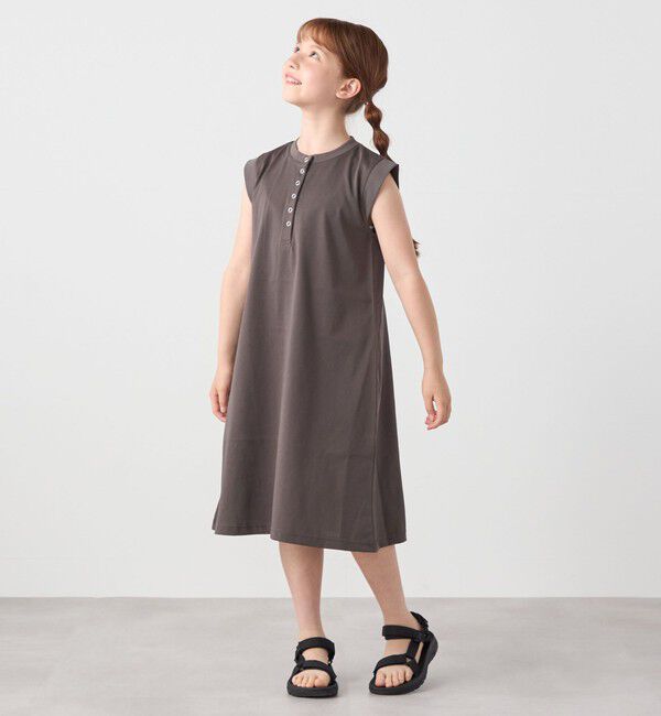 SHIPS any「SHIPS any: ヘンリーネック ノースリーブ Tシャツ ワンピース<KIDS>」|ワンピース|