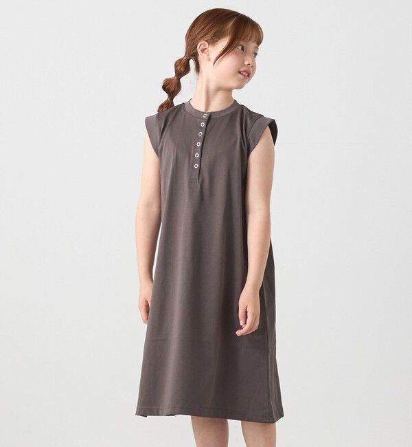 SHIPS any「SHIPS any: ヘンリーネック ノースリーブ Tシャツ ワンピース<KIDS>」|ワンピース|