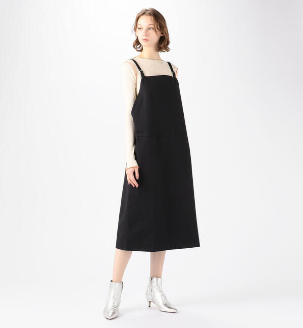 TOMORROWLAND BUYING WEAR「BASE RANGE コットン オーバーオールドレス」|ジャンパースカート|19 ブラック
