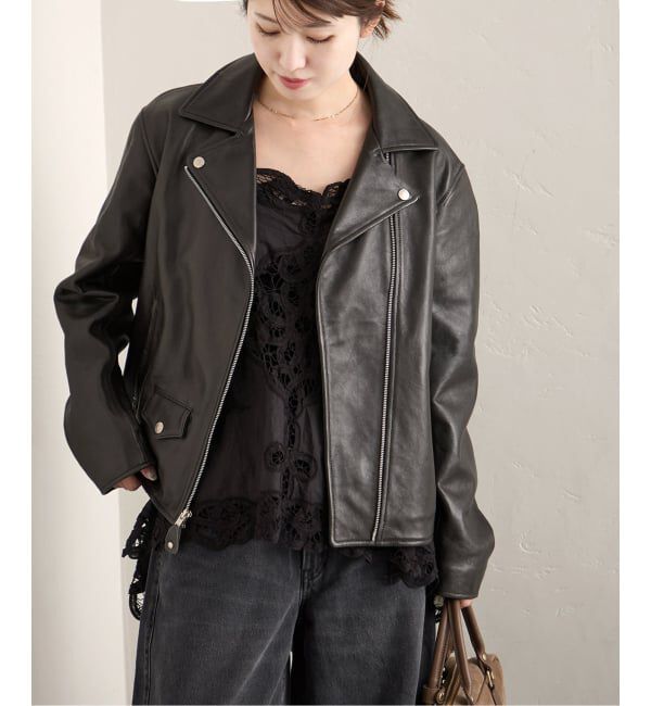JOURNAL STANDARD「《予約》別注【Schott/ショット】for JS ラムレザー ダブルライダース ジャケット」|ライダースジャケット|ブラック