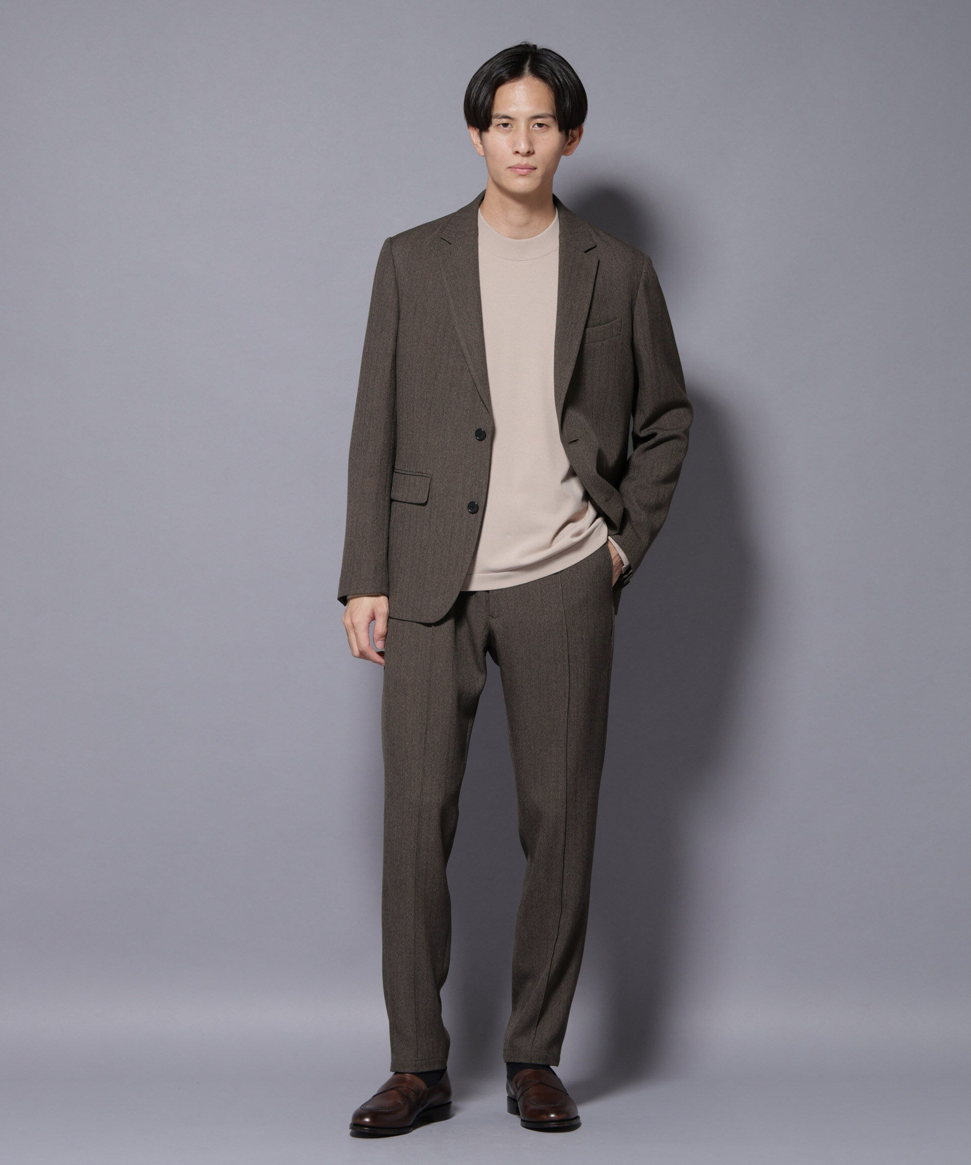 NANO universe「｢N TROUSERS BASIC｣ 洗えるMIXツイードストレッチパンツ(セットアップ可)」|スーツ|