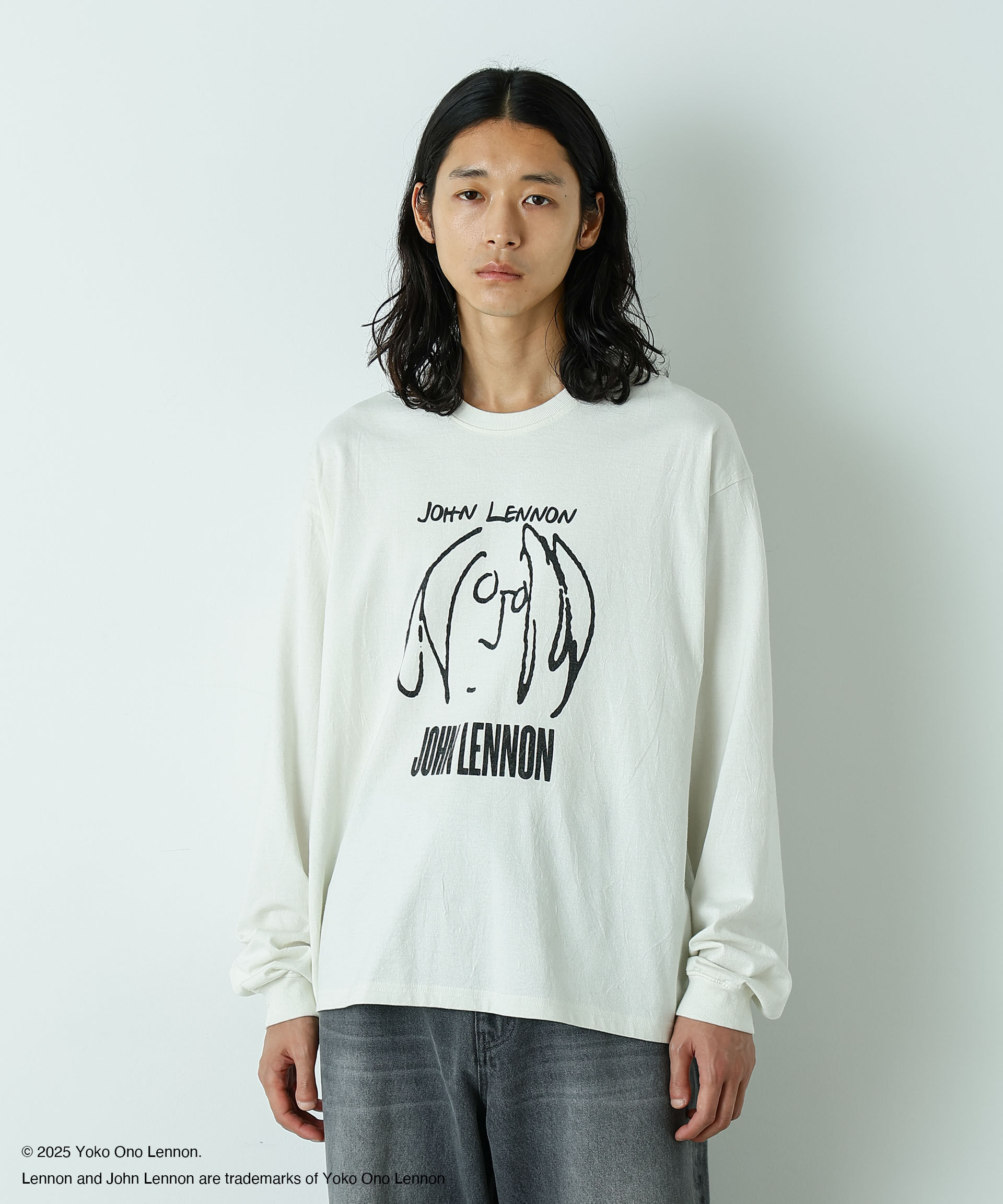 nano･universe「「HOTEL PALACE」John Lennon ピグメントL/S TEE」|Tシャツ・カットソー|ホワイト