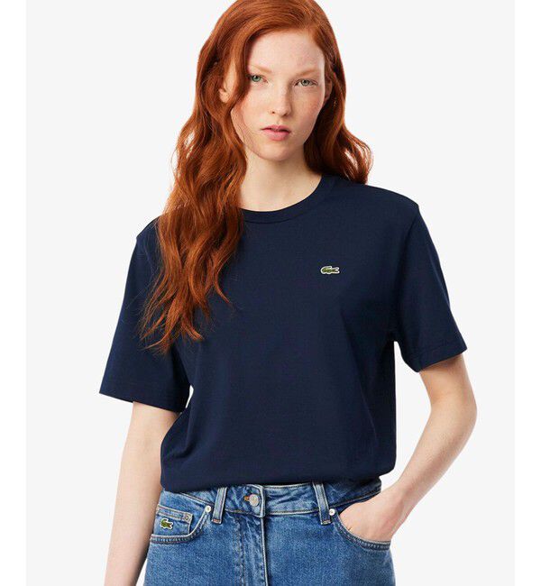 LACOSTE「ハイクオリティ ピマコットン仕立て ワンポイントソフトタッチ半袖Tシャツ」|Tシャツ・カットソー|ネイビー
