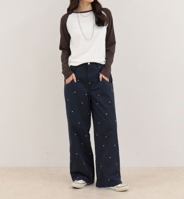 fredy emue「刺しゅう入りコットンツイルルーズパンツ」|チノ|