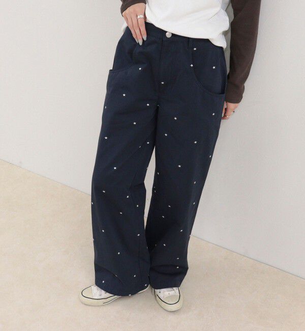 fredy emue「刺しゅう入りコットンツイルルーズパンツ」|チノ|