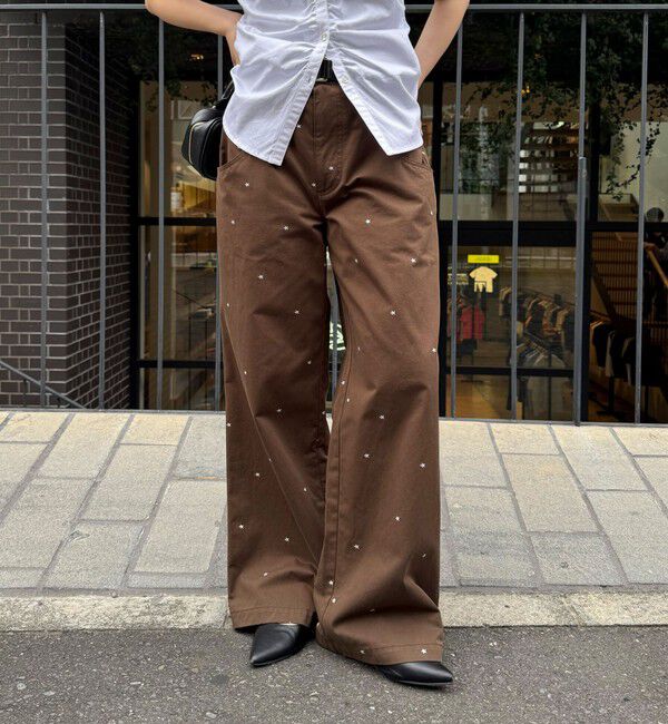 fredy emue「刺しゅう入りコットンツイルルーズパンツ」|チノ|