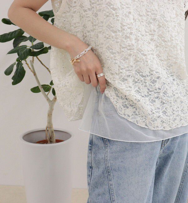 fredy emue「レースレイヤードフレンチプルオーバー」|Tシャツ・カットソー|