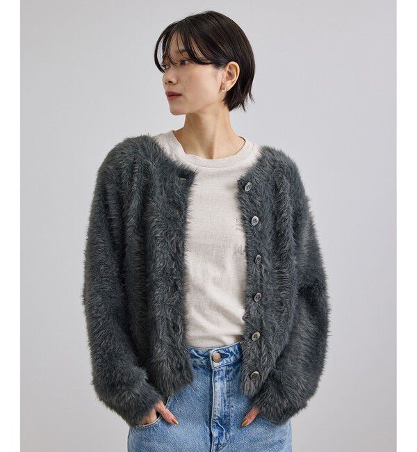 SALON adam et rope'「【WEB限定】シャギーヤーン2WAYカーディガン」|カーディガン|チャコール(06)