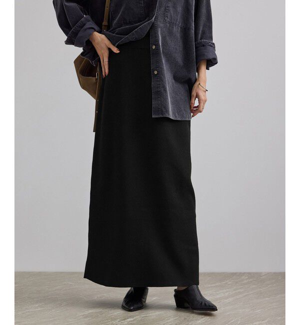 SALON adam et rope'「【WEB限定】コットンリブニットナロースカート」|スカート|ブラック(01)