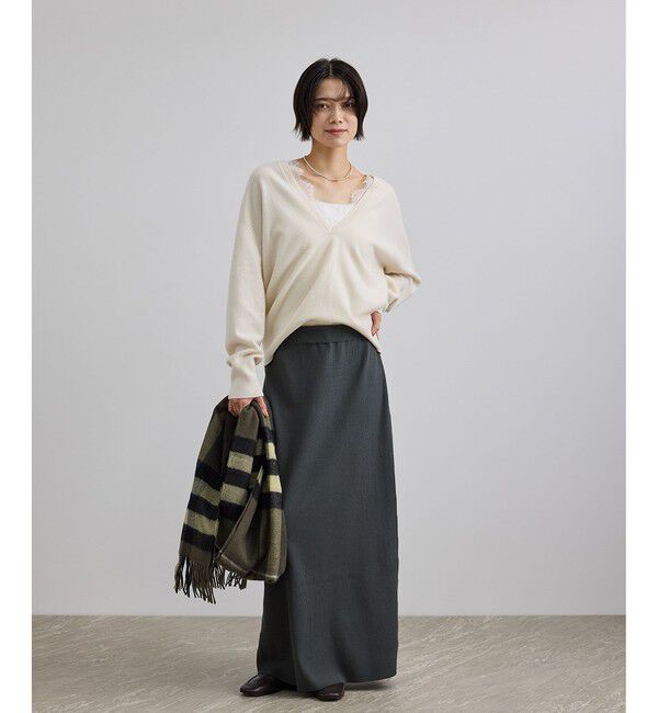 SALON adam et rope'「【WEB限定】コットンリブニットナロースカート」|スカート|