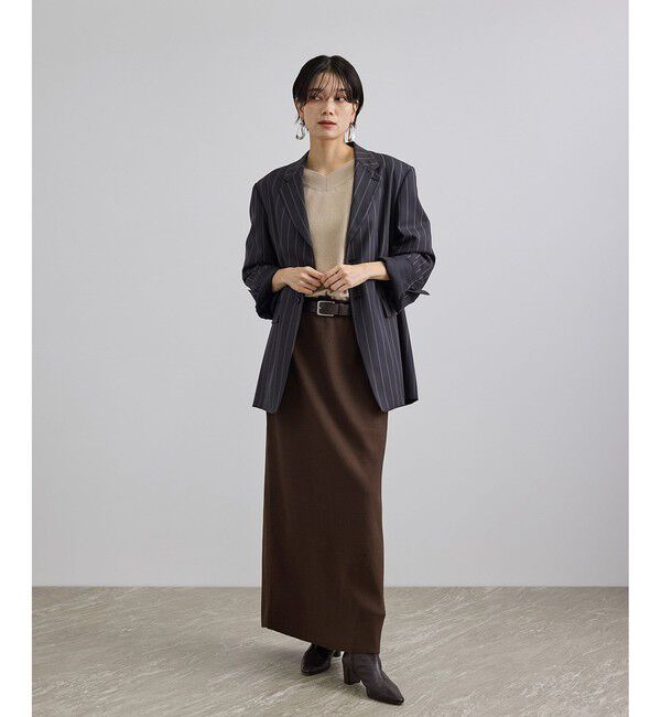 SALON adam et rope'「【WEB限定】コットンリブニットナロースカート」|スカート|
