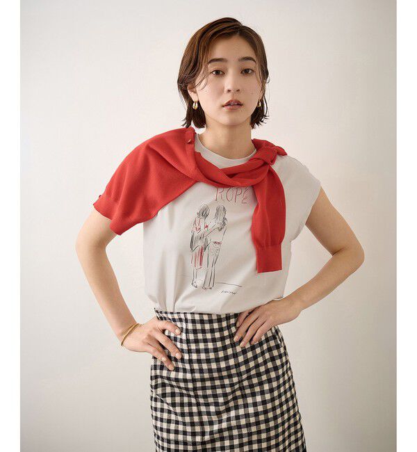 ROPE「【YUKO SAEKI for ROPE&rsquo;・コラボレーション】フレンチスリーブプリントTシャツ/イージーケア」|Tシャツ・カットソー|