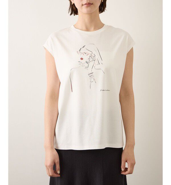 ROPE「【YUKO SAEKI for ROPE&rsquo;・コラボレーション】フレンチスリーブプリントTシャツ/イージーケア」|Tシャツ・カットソー|