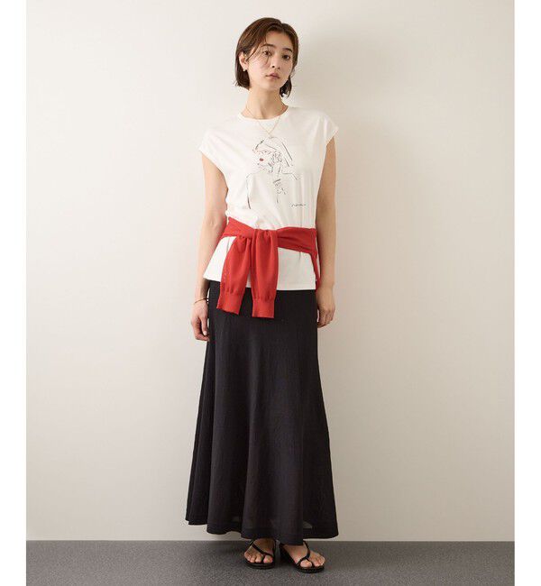 ROPE「【YUKO SAEKI for ROPE&rsquo;・コラボレーション】フレンチスリーブプリントTシャツ/イージーケア」|Tシャツ・カットソー|