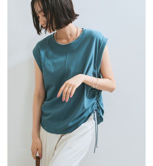 VIS「【WEB限定】サイドドロストシャーリングカットソー」|Tシャツ・カットソー|
