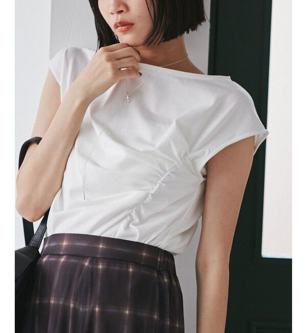 VIS「アシメギャザートップス」|Tシャツ・カットソー|ホワイト(10)