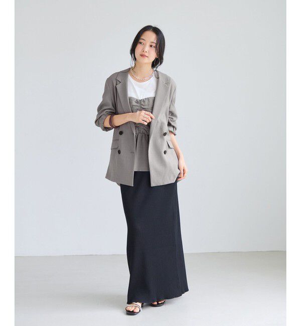 VIS「【WEB限定】美easyリネンライクシャーリングビスチェドッキングトップス/イージーケア・接触冷感」|Tシャツ・カットソー|