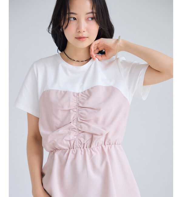 VIS「【WEB限定】美easyリネンライクシャーリングビスチェドッキングトップス/イージーケア・接触冷感」|Tシャツ・カットソー|