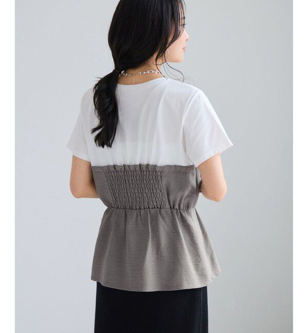 VIS「【WEB限定】美easyリネンライクシャーリングビスチェドッキングトップス/イージーケア・接触冷感」|Tシャツ・カットソー|
