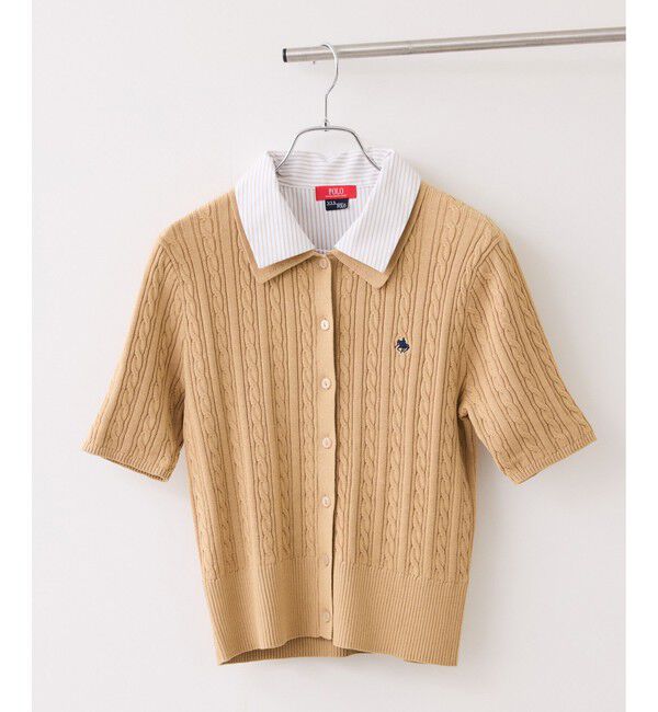 VIS「【POLO BCS】VIS別注ケーブルドッキング衿付きカーディガン」|カーディガン|ベージュ(27)