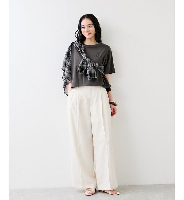 VIS「ボクシークロップド刺繍Tシャツ」|Tシャツ・カットソー|