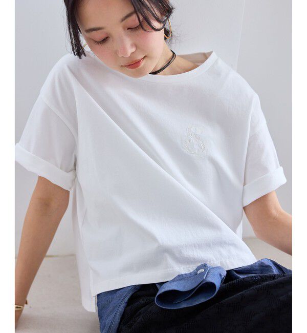 VIS「ボクシークロップド刺繍Tシャツ」|Tシャツ・カットソー|
