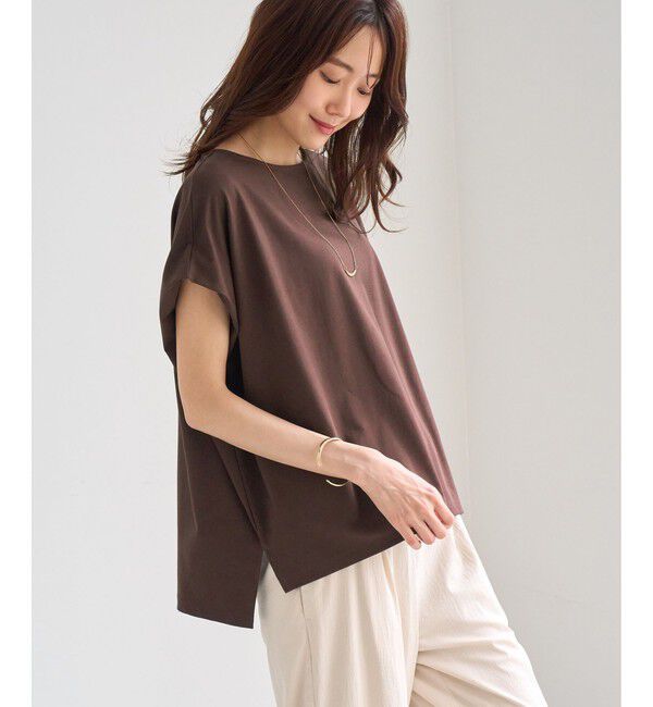 Rope&rsquo;Picnic「【ベストヒット】二の腕すっきり見えカットトップス/UV・接触冷感・吸水速乾」|Tシャツ・カットソー|