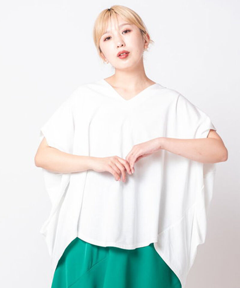  「Vネックサイドドレーププルオーバー」|Tシャツ・カットソー|WHITE