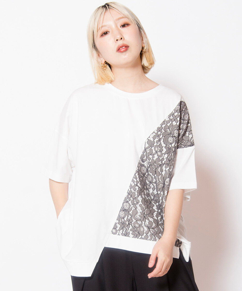 「レース切替Tシャツ」|Tシャツ・カットソー|