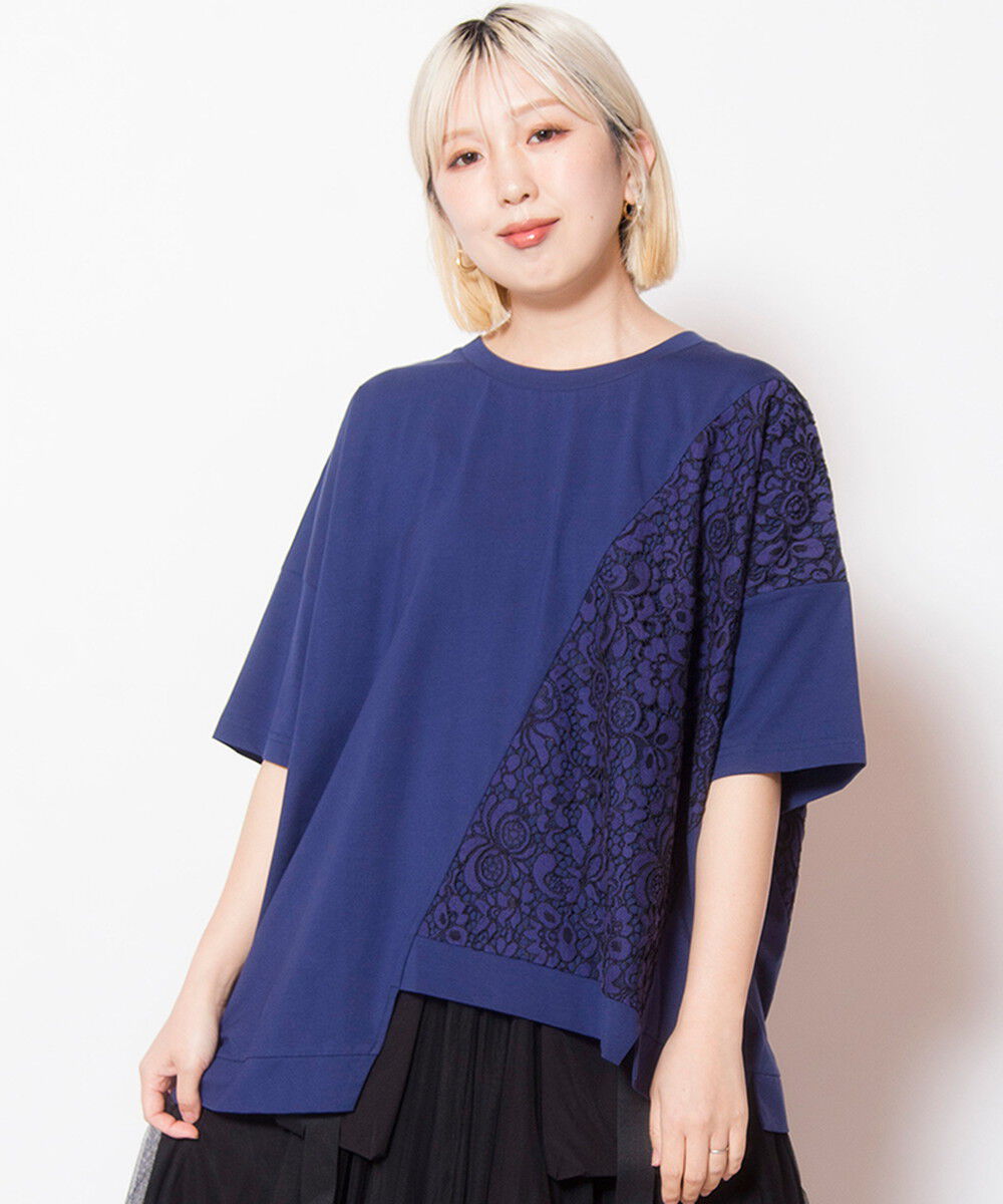  「レース切替Tシャツ」|Tシャツ・カットソー|NAVY