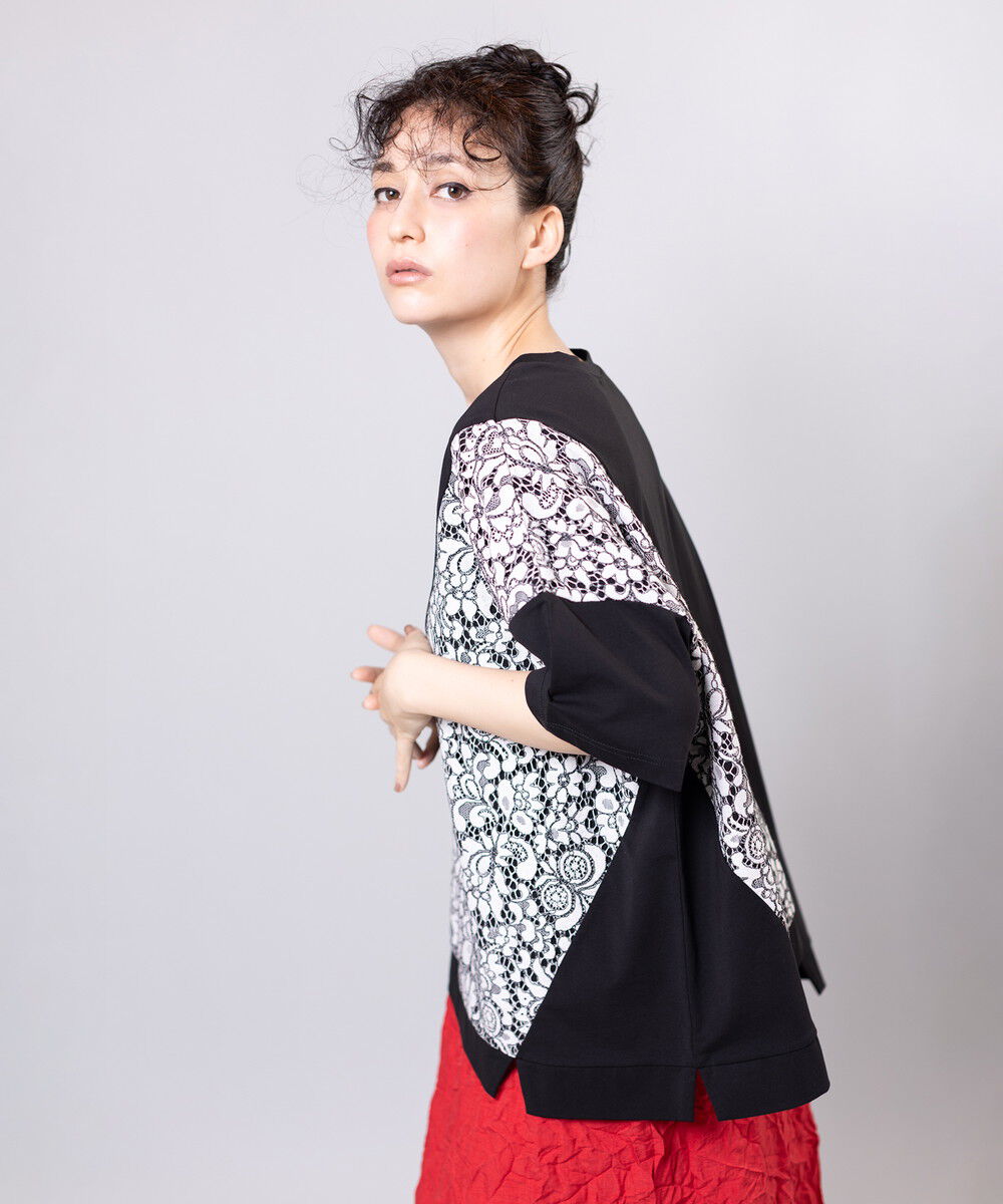  「レース切替Tシャツ」|Tシャツ・カットソー|