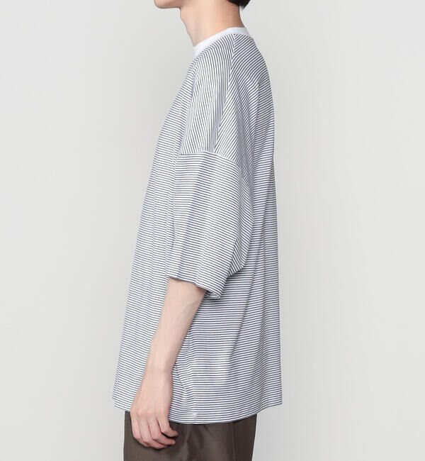 handvaerk「handvaerk | 60/2 ビッグクルーネックTシャツ STRIPE MEN」|Tシャツ・カットソー|