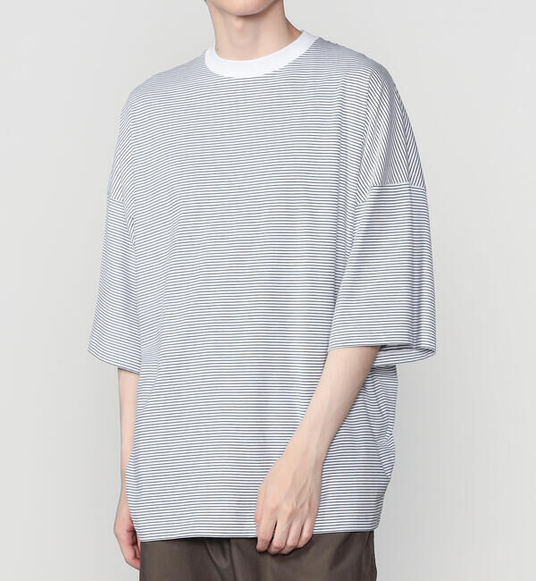 handvaerk「handvaerk | 60/2 ビッグクルーネックTシャツ STRIPE MEN」|Tシャツ・カットソー|