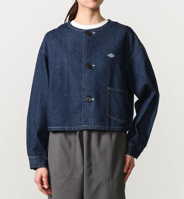 DANTON「DANTON | 11ozデニム ノーカラーショートジャケット WOMEN」|その他|INDIGO